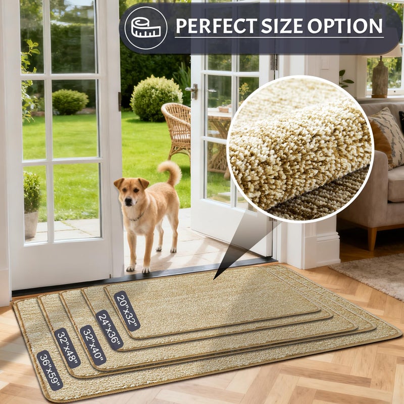 REFETONE Indoor Doormat, Front Door Mat 20"x32" Absorbent Rubber Backing Non Slip Back Door Mats, Washable Low-Profile Inside Floor Mat Door Rugs for Entryway, Resist Dirt Mud Mat for Dogs, Brown - Image 5